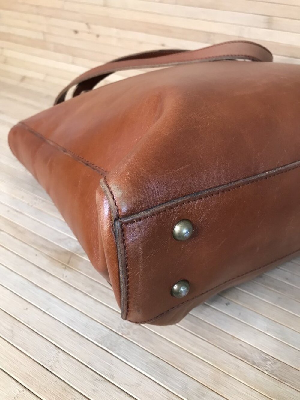 Patricia Nash Viana Soft Tan Brown Leather Shoulder Tote Bag 13x13x3 Purse - Picture 6 of 11